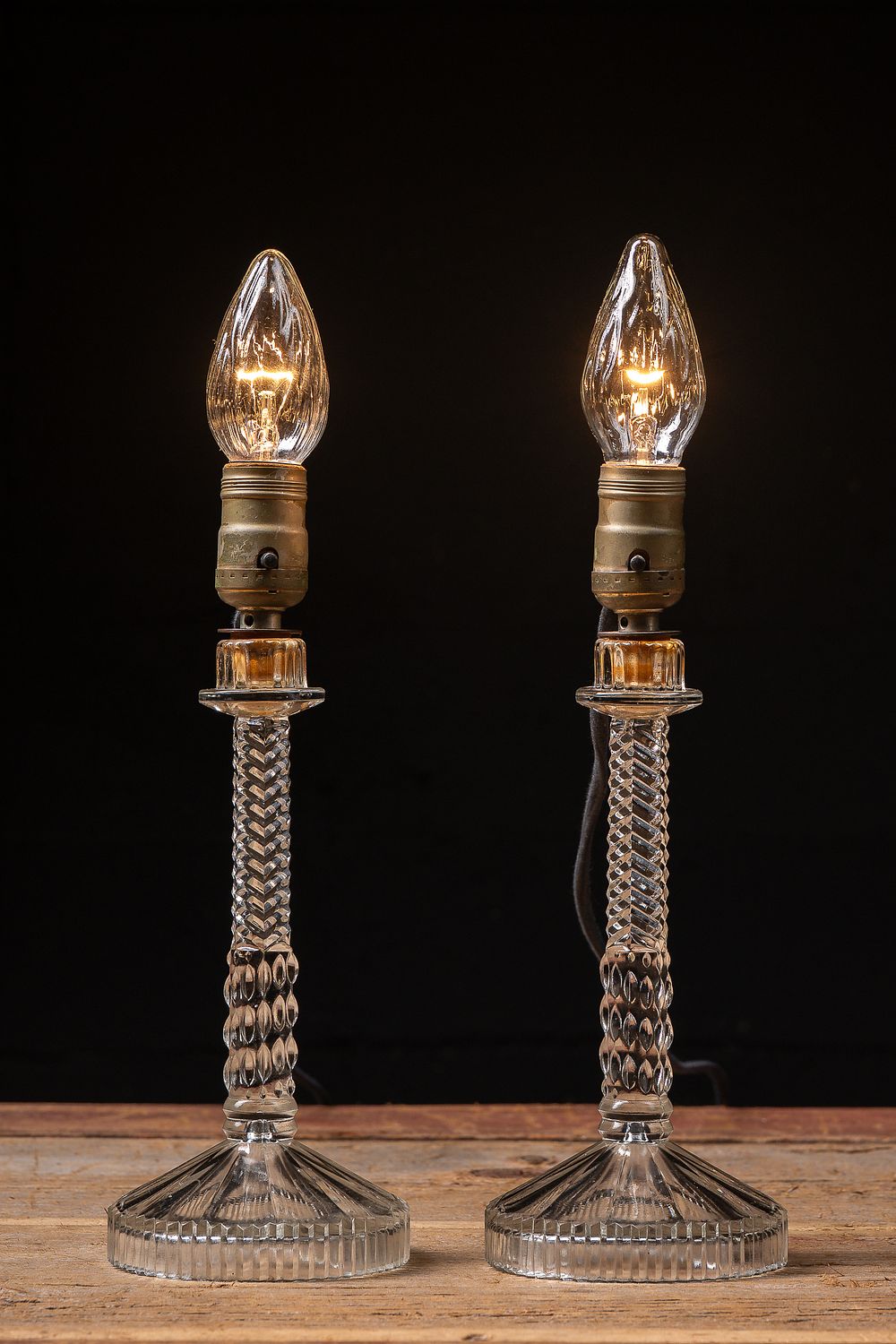 Lot 91: Pair of Early American Cut Glass Conversion Lamps