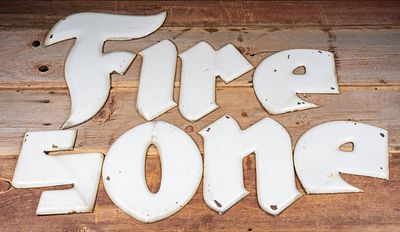 Vintage Firestone Porcelain Sign Letters. C-21407 c. 1930s-1950s; Firestone Tire and Rubber 