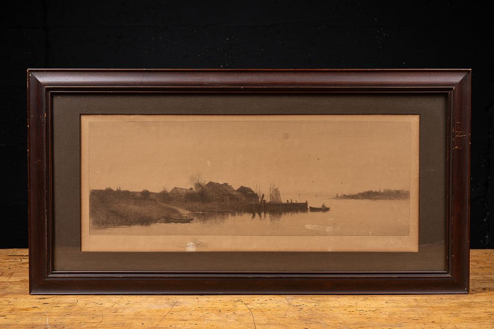 Lot 105: Fishing Boats | Framed Haller Landscape Etching