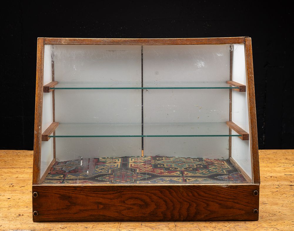 Lot 123: Oak Mercantile Countertop Display Case