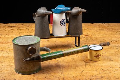 Automotive Oilers and Bug Sprayer Lot. C-22036 Assorted service-station and utility items 
