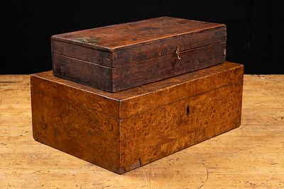 Wooden Box and Tool Box w Chisels, c. Late 19th C. C-22084 Two wooden boxes, including a 