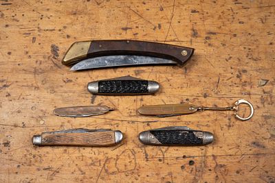 6 Assorted Folding Pocket and Keychain Knives. C-22130 Group of six assorted folding knives 