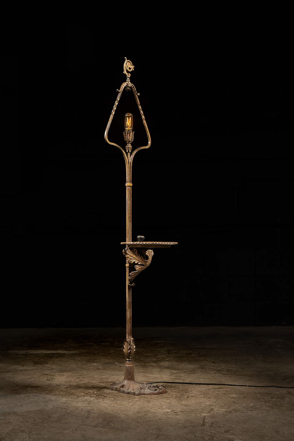 Lot 283: Antique Brass Lamp With Ashtray Stand