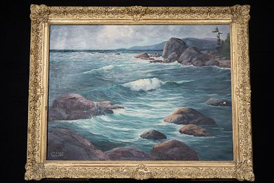 Framed Grace Goodall Coastal Seascape Oil Painting. C-22279 Oil on canvas depicting waves 