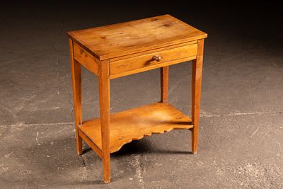 Antique Primitive Pine Washstand Nightstand. C-21831 Simple American wood washstand with single 