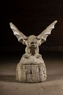 Large Concrete Winged Gargoyle Statue. C-22184 Large cast concrete Gothic style winged gargoyle 