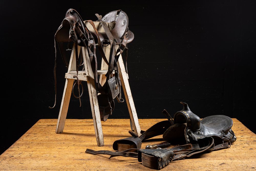 Lot 362: Mid-20th Century Horse Tack and Saddle Stand Lot