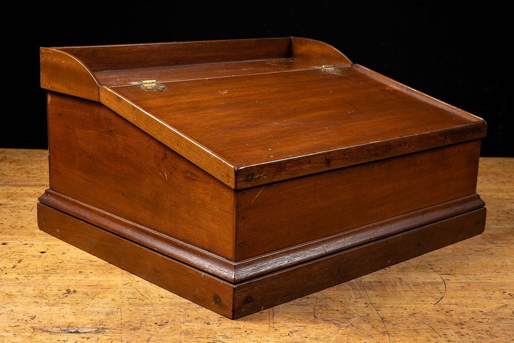 Lot 379: Slant Front Wooden Desk Box