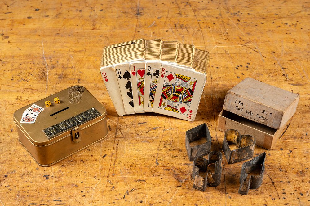Lot 3: Playing Card Banks and Card Cake Cutters, c. 1940s