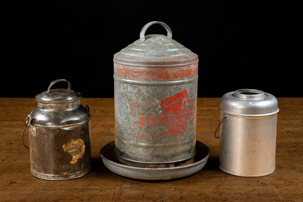 Lot 13: Three Metal Farm and Dairy Containers