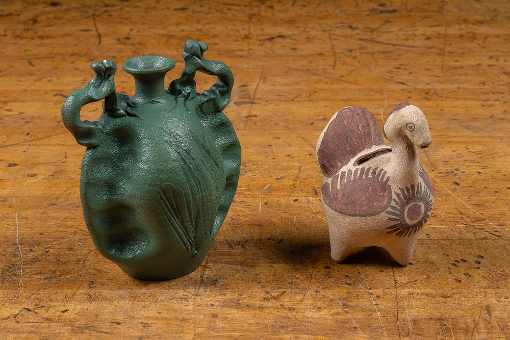 Lot 41: Studio Pottery Vessel and Turkey Coin Bank