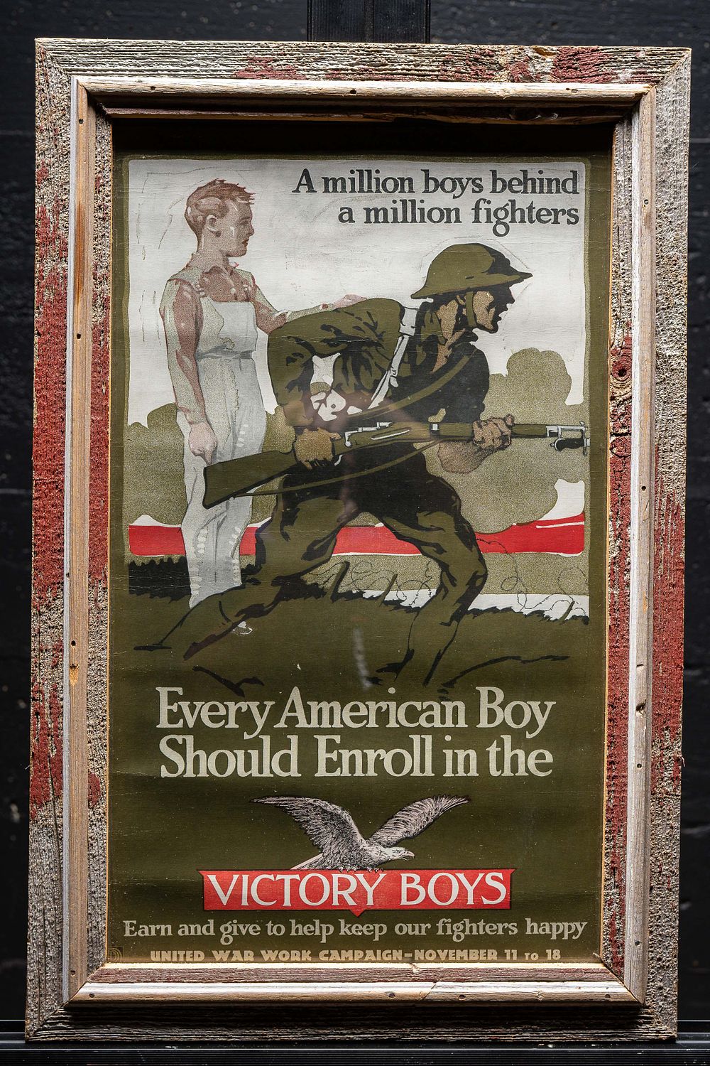 Lot 73: Framed WWI Victory Boys Propaganda Poster, 1918