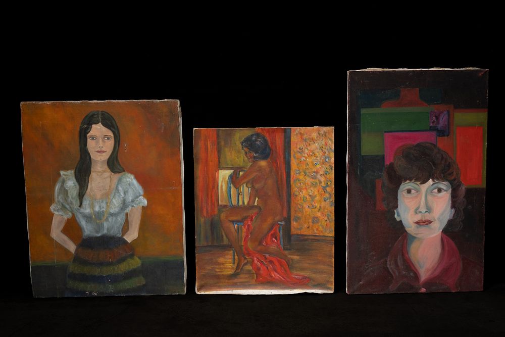 Lot 89: Three Figural Oil Paintings