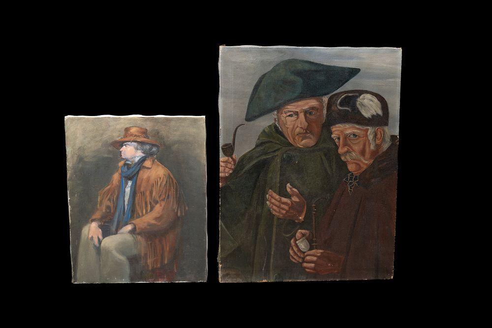 Lot 96: Two Figural Oil Paintings