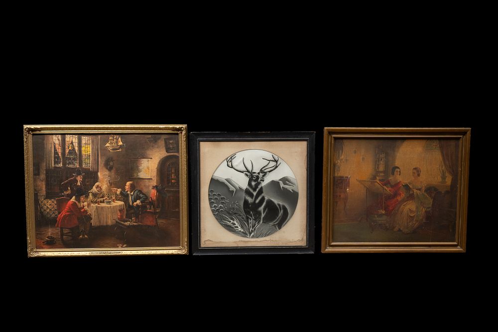 Lot 98: Three Framed Figural and Wildlife Prints