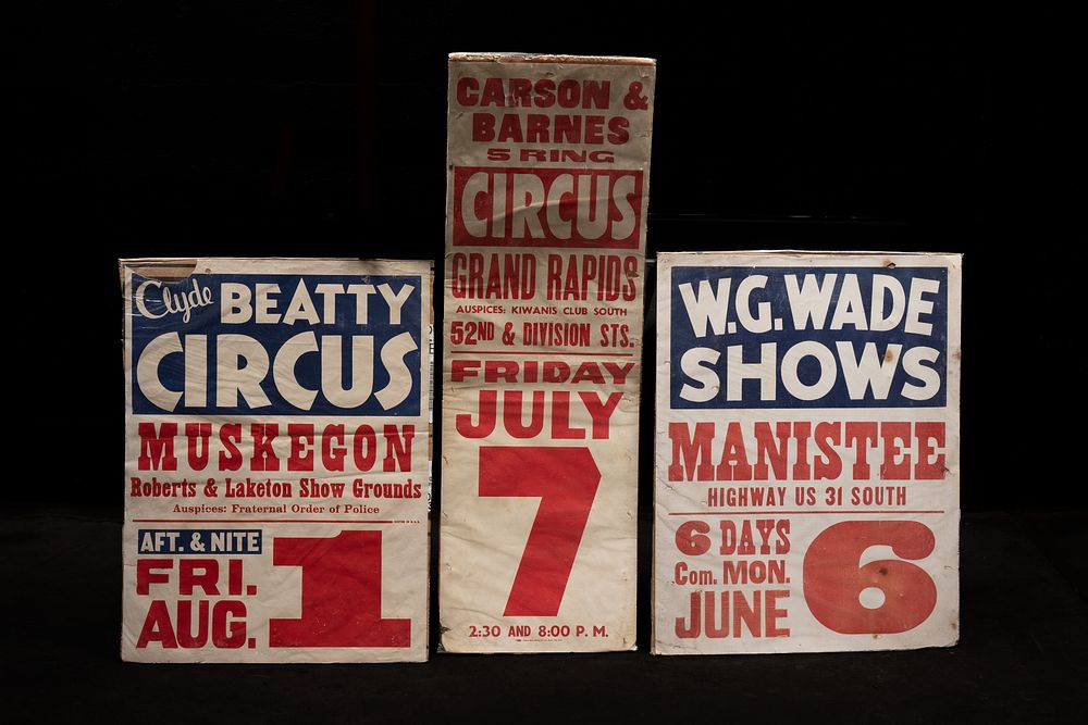 Lot 102: Three Mid-Century Michigan Circus Posters