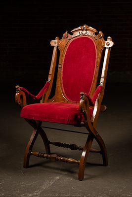 Renaissance Revival Folding Armchair. C-22379 Renaissance Revival folding armchair with carved 