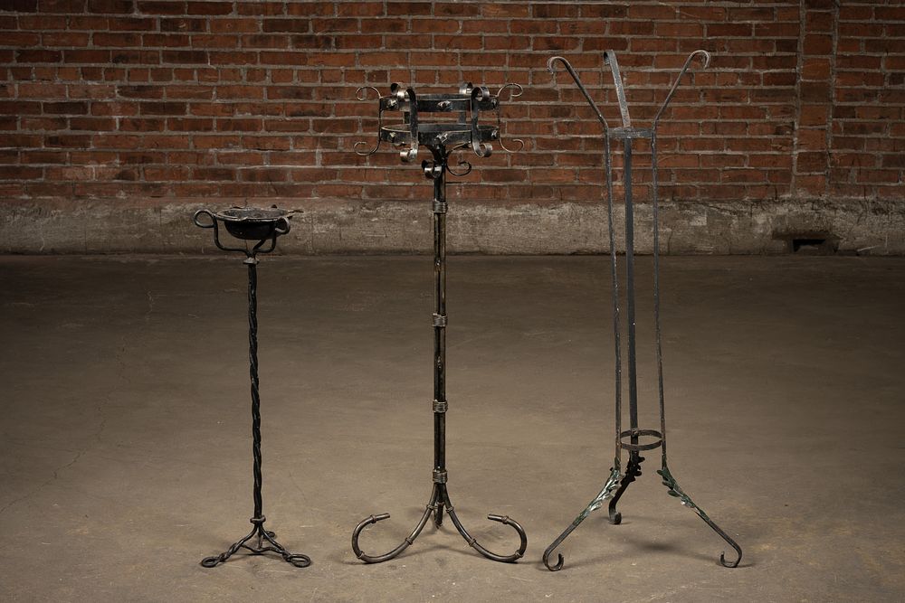 Lot 113: Two Plant Stands and Wrought Iron Ashtray