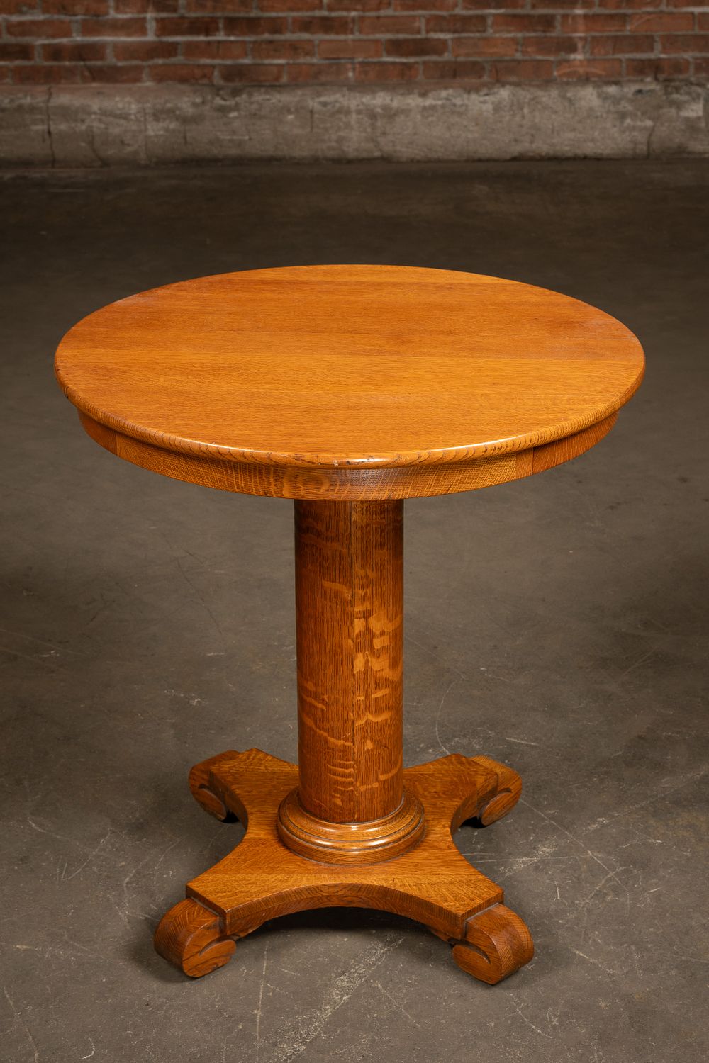 Lot 149: Round Oak Column Pedestal Side Table