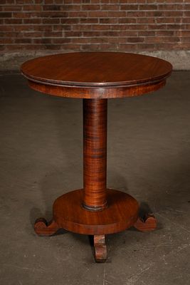 Round Column Pedestal Four-Foot Side Table. C-22491 Round wood side table with a cylindrical 