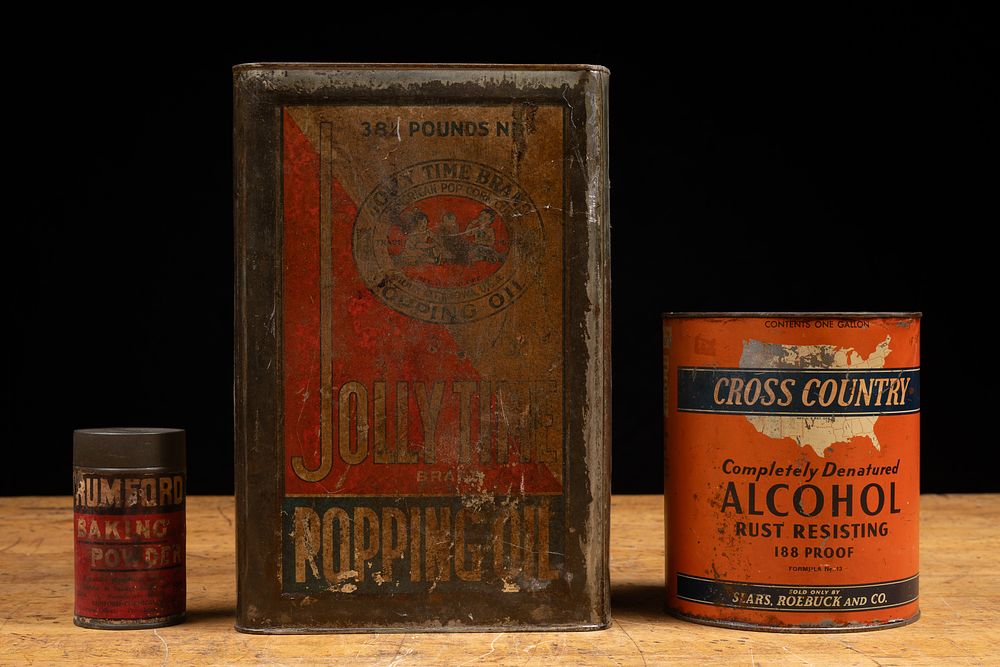 Lot 257: Rumford Jolly Time Cross Country Advertising Tins