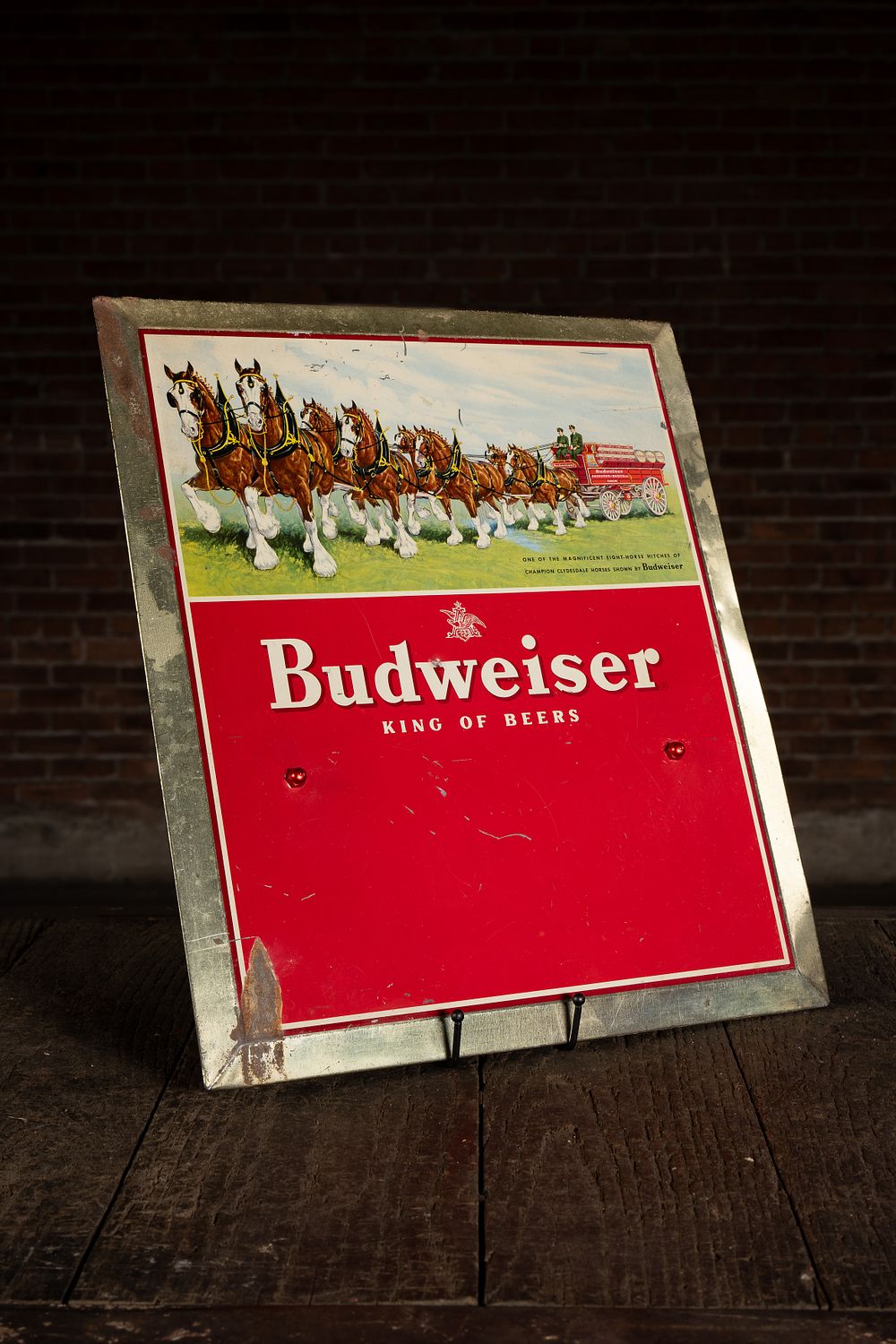 Lot 279: Budweiser Clydesdale Metal Advertising Sign
