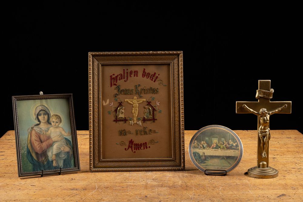 Lot 298: Christian Religious Art and Standing Altar Crucifix