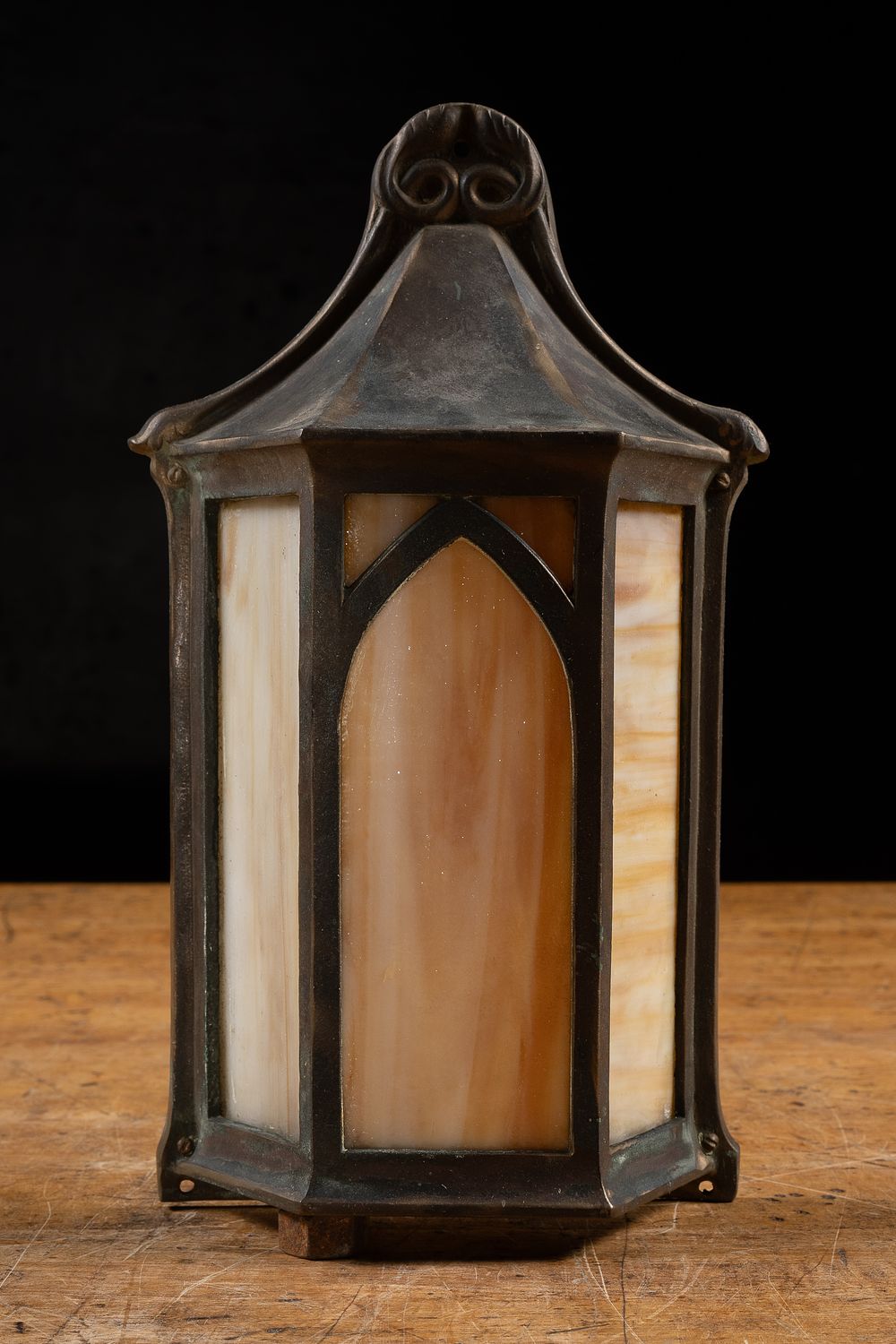 Lot 309: Gothic Revival Slag Glass Wall Sconce