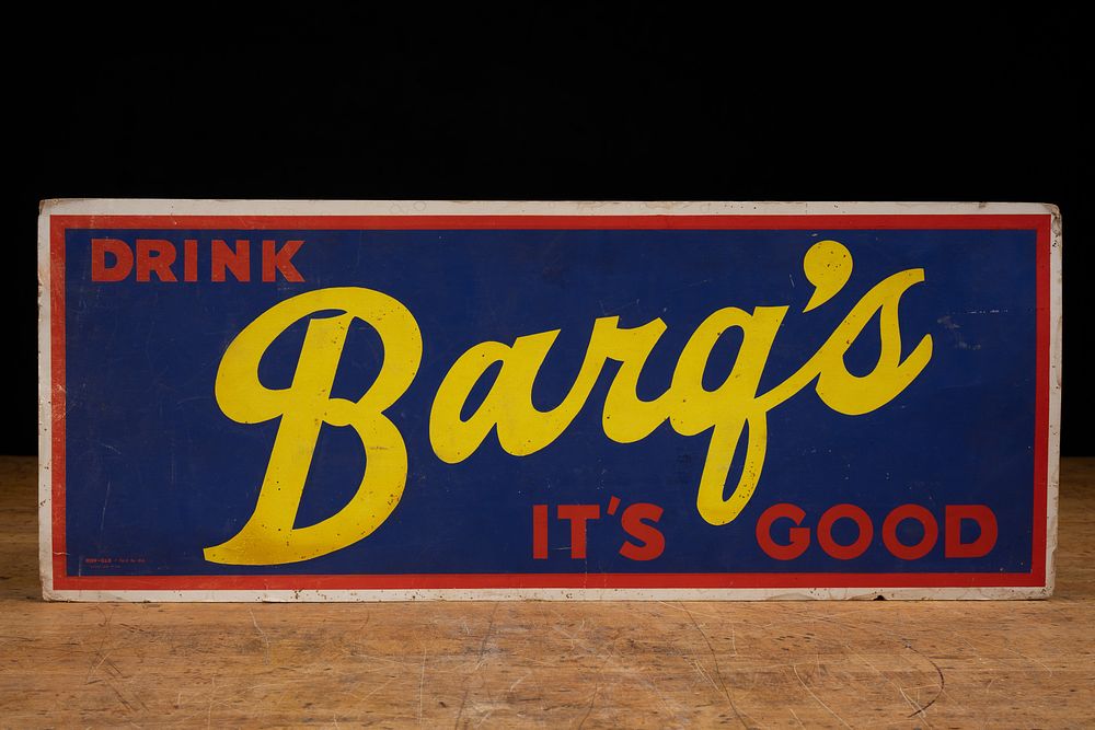 Lot 340: 1950s Barq’s Day-Glo Cardboard Sign