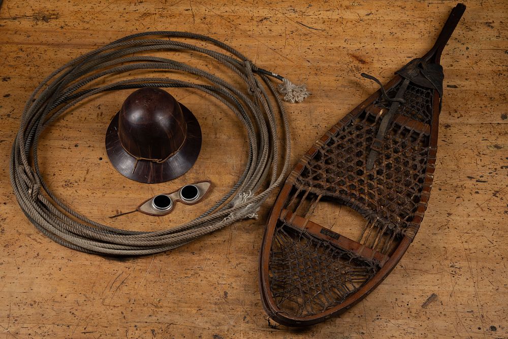 Lot 354: Antique Miners Hat Snowshoe and Outdoor Gear Lot