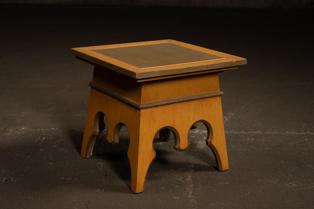 Lot 357: Vintage Wooden Lift Top Storage Side Table