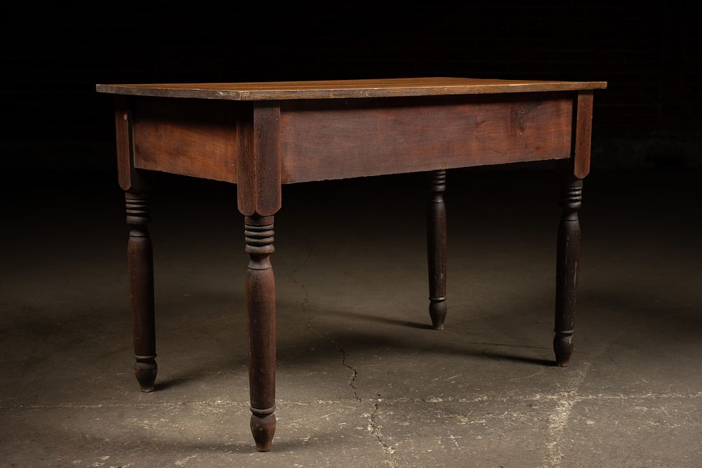Lot 367: Early American Turned Leg Farmhouse Table