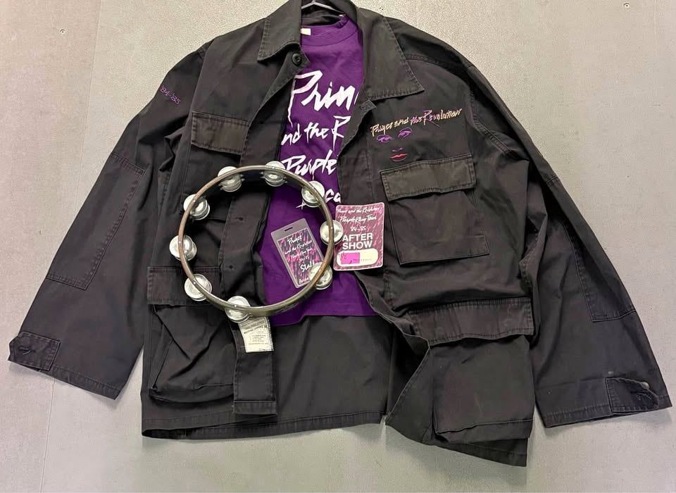 Prince - Purple Rain Tour, Stage Used Tambourine + Crew Items