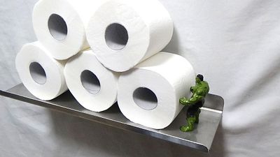 מחזיק נייר טוילט מיוחד " HULK הענק הירוק " מדף המתקן עשוי פלדת אל חלד בעובי 1 מ"מ הדמות מקובע 