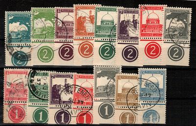1927-45, לוט של בולי PICTORIALS A לוט 15 בולים עם מספרי פלטה I+II קטלוג שונים. פלטה I תחתון 7 