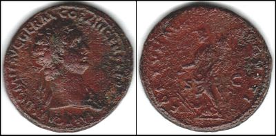 Domitian. 81-96 AD. &AElig; Dupondius (11.14 gm). Struck 90/1 AD.