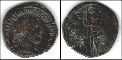 Gordian III, AD 238-244. AE Sestertius. (29 mm. 16,24 g.). AD 240, Rome. 