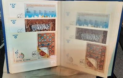 אוסף בולי ישראל 1985.תערוכת בולים ישראפיל שלוש גליונות עם הדפסה מיוחדת ( F.I.P. 39 סידרות ערך 