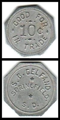 אסימון סחר של דקוטה הדרומית - ס.ב. גלפנד (1925-40), ספרינגפילד, דקוטה הדרומית, 10 סנט