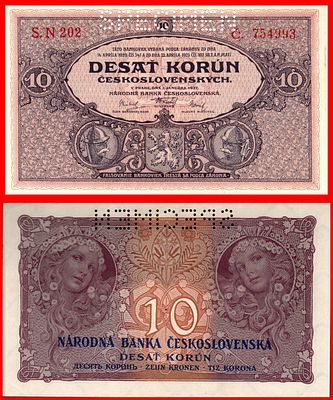 Czechosłowacja - N&aacute;rodn&aacute; Banka Československ&aacute;, 10 קורון, 2.01.1927, seria 