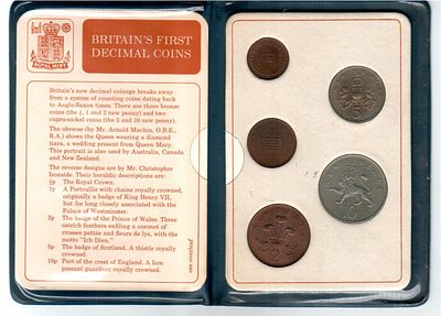 Britains First Decimal Coins Set Complete in Wallet 1968 - 1971 Rare Collectible