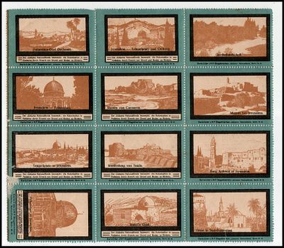 JNF 1913 Germany, Palestine Scenes - series 2. A sheet of twelve different stamps set in 3x4 