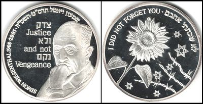 "Simon Wiesenthal" - Nazi Hunter. 
Official Medal, 2006 
Simon Wiesenthal was born in 1908 in 