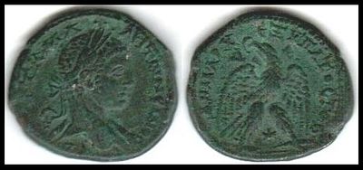 Syrian Tetradrachm 
Obv: AYT K M A&middot;&middot;&middot;ANTWNεINOC CEB, laureate head right. 
Re: 