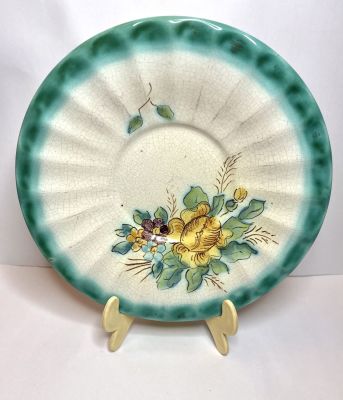 קערה עשויה קרמיקה גלזורה ירוקה מעוטרת פרחים עבודת יד חתום מצורף תמונה
מידות: קוטר 26