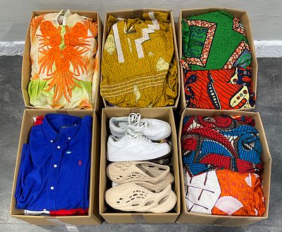 * 6 cartons containing assorted clothing and footwear. This lot comprises a collection of 