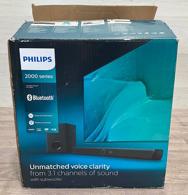 * Philips 2000 Series 3.1 Channel Soundbar Speaker System Model HTL2183B/05. A Philips 2000 