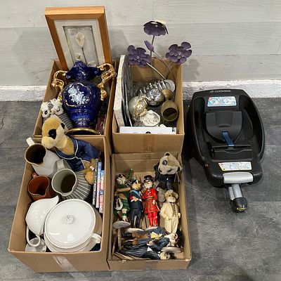* An Assortment of Household Goods and Collectables in 4 Cartons including a Maxi-Cosi Car Seat 