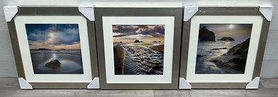 * William Vanscoy, A Trio of Framed Coastal Landscape Digital Pigment Prints. A trio of 